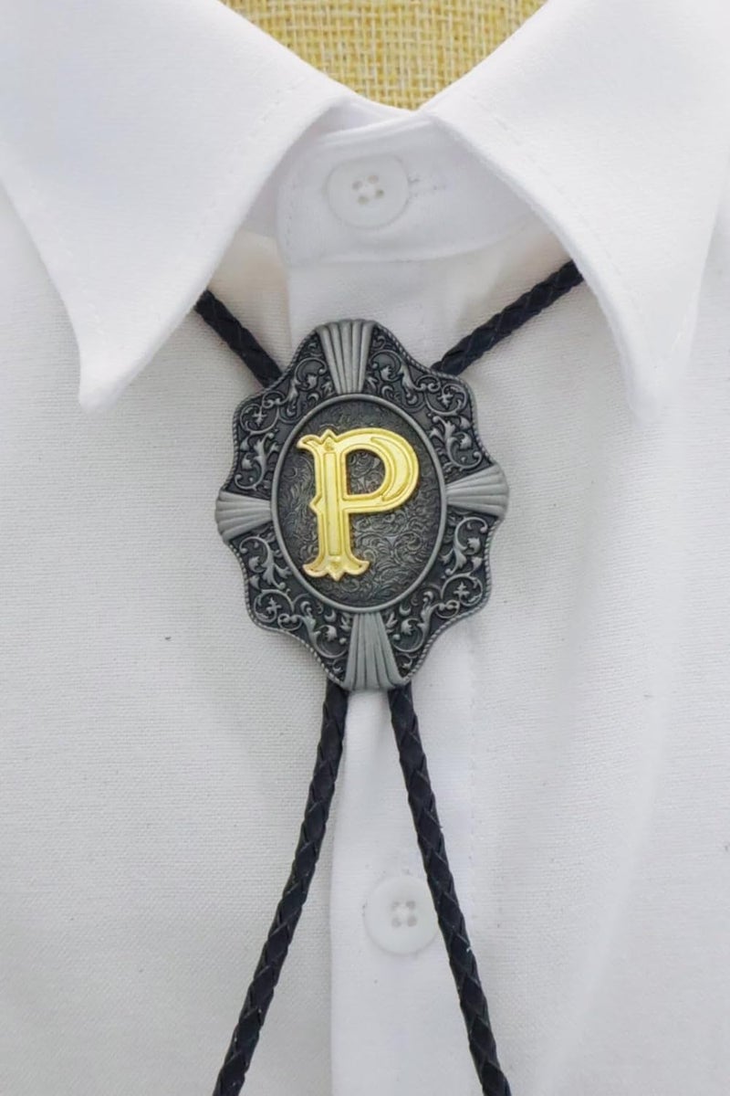 KECOL Western Letter Bolo Tie Cowboy Aalphabet A to Z Neckties Necklace for Men Women - Image 3
